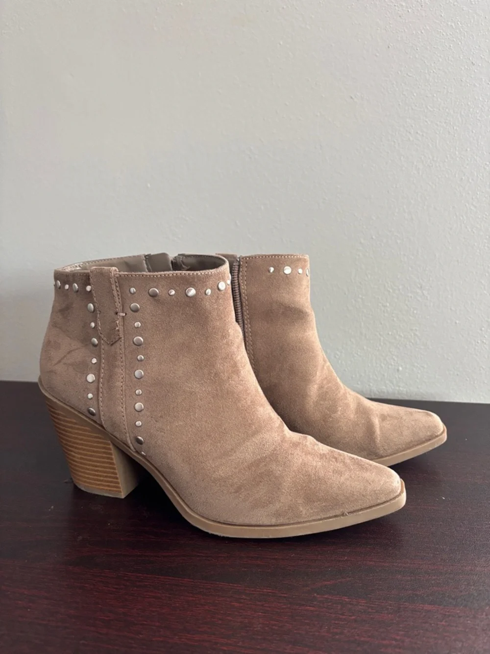 a.n.a Taupe Studded Ankle Booties